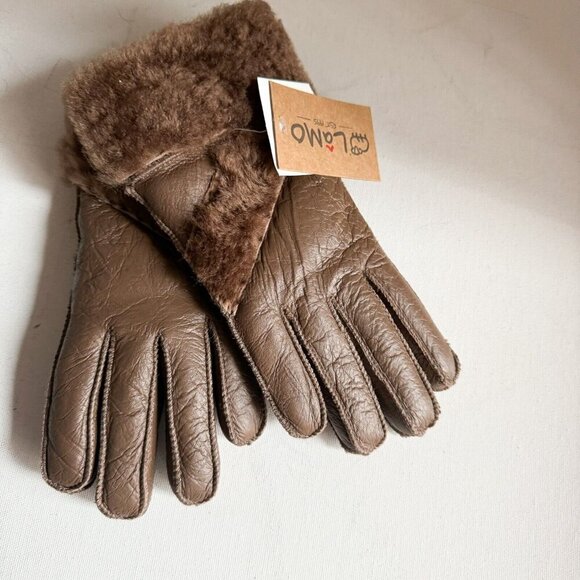 Lomo Brown Shearling Ladies Gloves S - Picture 1 of 5